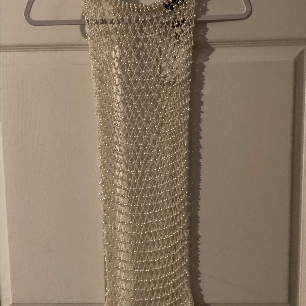 Pearl beaded sleeveless top